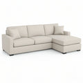 Beige Right-Facing Sectional Sofa with Chaise, Black Feet, 110.2 x 63.0 x 33.1 in