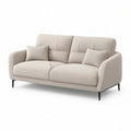 Beige 2-Seat Curved Polyester Upholstered Sofa, 63 x 35 x 34 in, with Black Steel Legs