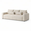3-Seat Curved Sofa, Ivory Polyester Boucle Upholstery, 87 in W x 39 in D x 34 in H