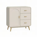 Cream and Gold 3-Drawer Storage Cabinet with Door, 31.5 x 15.7 x 35.4 in