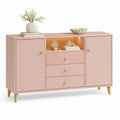 Pink Storage Cabinet with 2 Doors, 3 Drawers, LED Open Shelf, 47.2 x 15.7 x 31.5 in