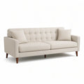 3-Seat Tufted Cream Polyester Upholstered Seating, 84 x 34 x 34 in